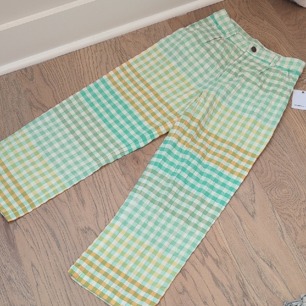 O'Neill Multicolor Checkered Gingham Cotton Cropped Pants